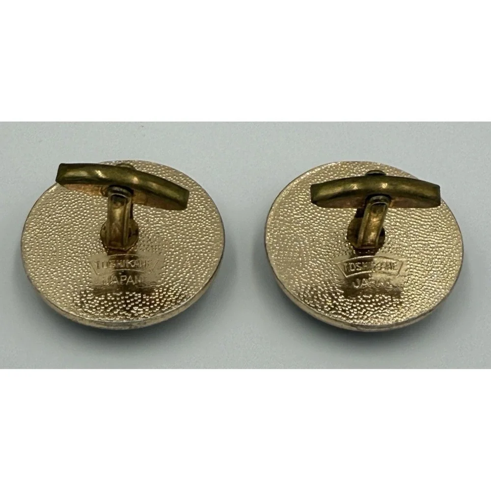 Vintage Toshikane Japan Porcelain Cufflinks Sage Edler Hand Painted Rare